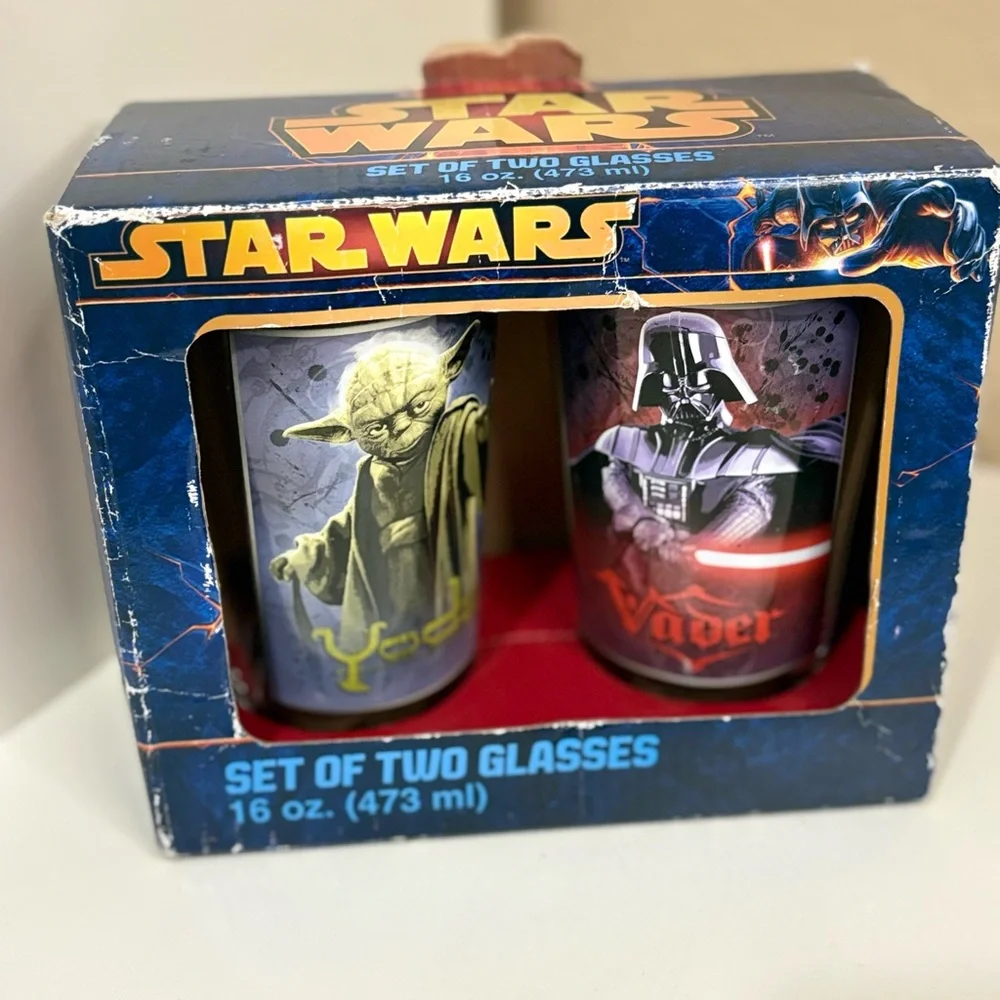 Star Wars Yoda & Darth Vader 16oz Glass Set w/ Box